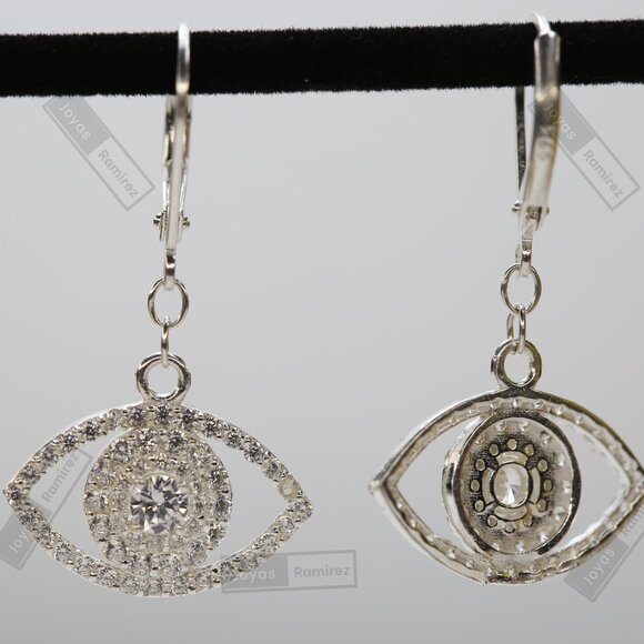 Lucky Eye Earrings in .925 Silver • Symbol of Protection and Good Fortune. - Picture 2 of 7